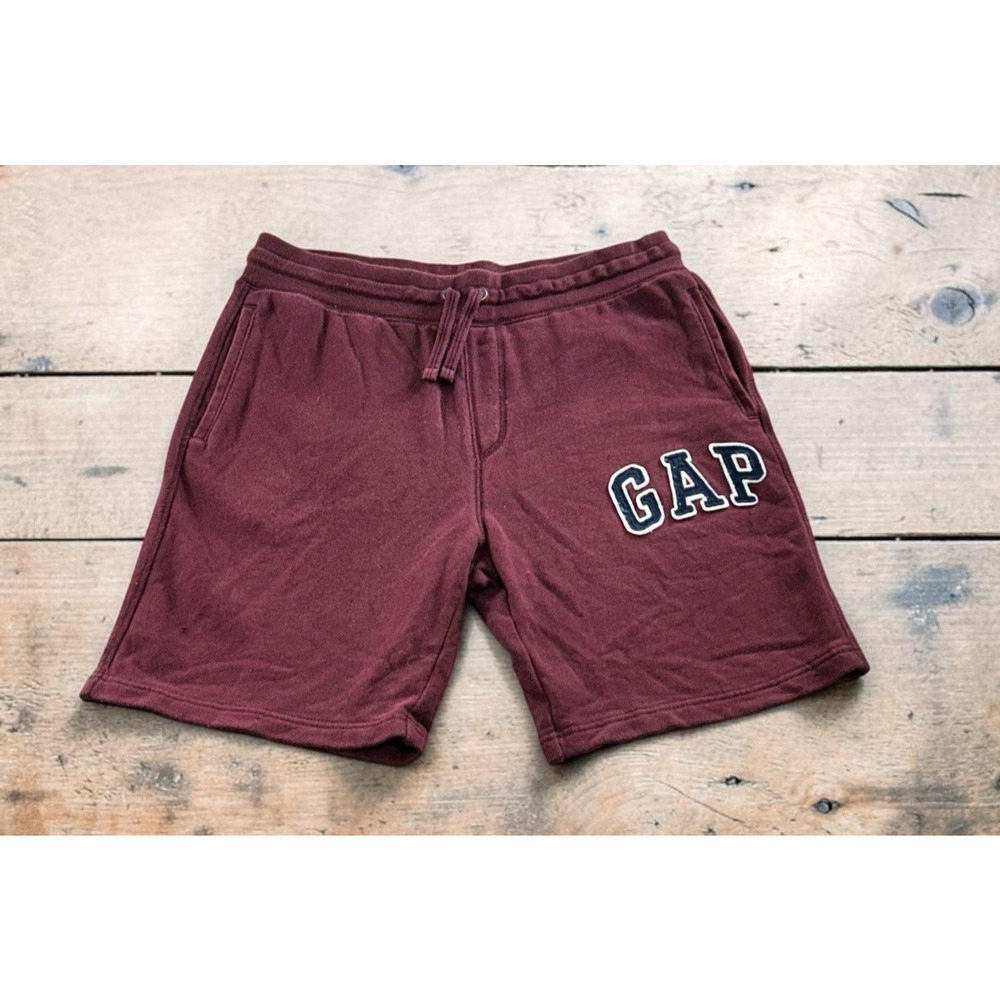 Men's GAP Burgundy Sweat Shorts Sz Medium 8" Inseam Drawstring Pockets Casual